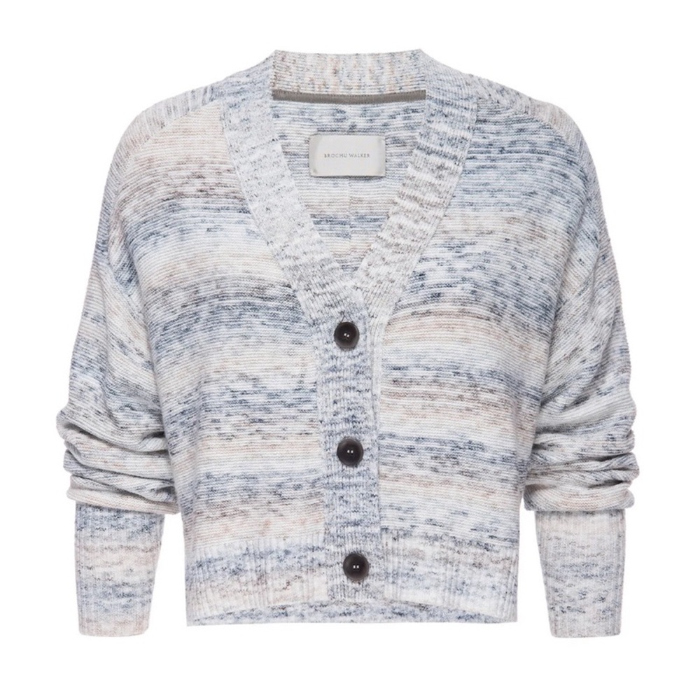 Brochu Walker “Tessa” cropped cardigan in blue multi. Size S.